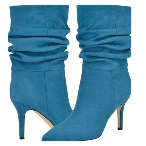 NEW Nine West Women's Slouch Mid Calf Boot Pointed Toe Blue Size 7M - Picture 6 of 6